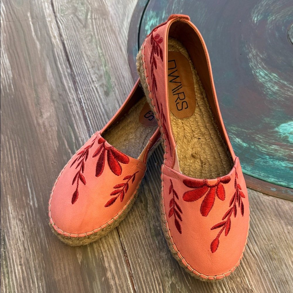 DW\\RS Leather Embroidered Espadrilles
